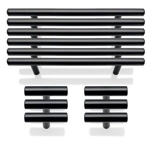 12 Pack 7.8" T-Bar Black Matte Cabinet Pulls + 2" Knobs Kitchen Drawer Pulls